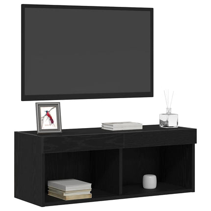 TV-bänkset 2 pcs Svart ek 80 x 30 x 30 cm Konstruerat trä