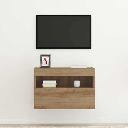 TV Vägghylla med LED artisan ek 60 x 30 x 40 cm Konstruerat trä