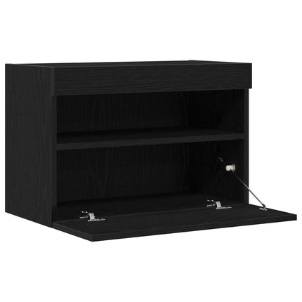 TV Vägghylla med LED Svart ek 60 x 30 x 40 cm Konstruerat trä