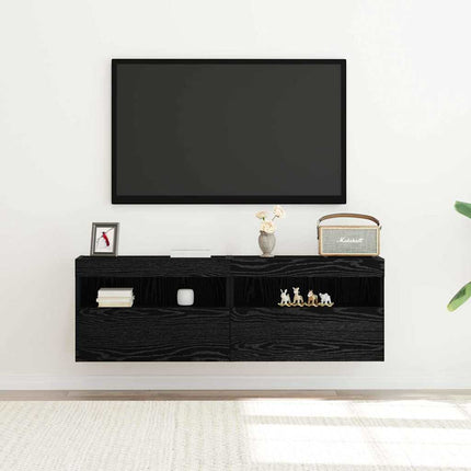 TV Vägghylla 2 pcs Svart ek 60 x 30 x 40 cm Konstruerat trä