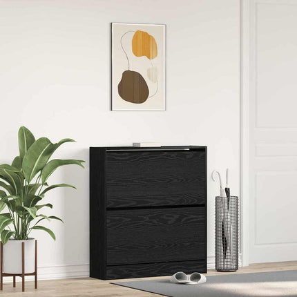Skoskåp med hylla Svart Ek 80 x 21 x 87,5 cm Konstruerat trä