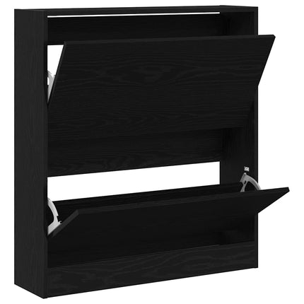 Skoskåp med hylla Svart Ek 80 x 21 x 87,5 cm Konstruerat trä