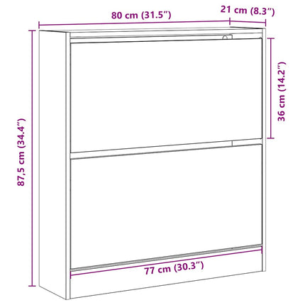 Skoskåp med hylla Svart Ek 80 x 21 x 87,5 cm Konstruerat trä