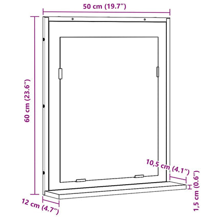 Spegel Svart ek 50 x 12 x 60 cm Glas och konstruerat trä