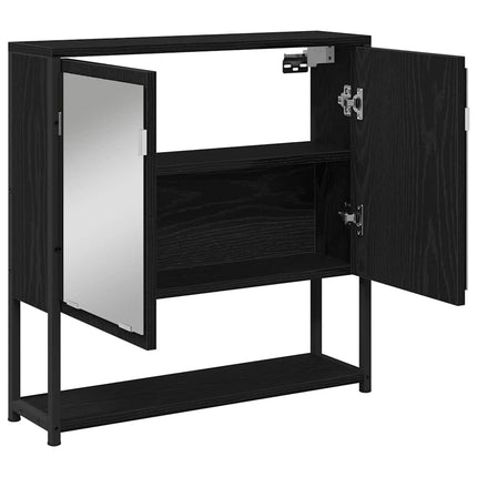 Spegelskåp med hylla Svart Ek 60 x 16 x 60 cm Konstruerat trä