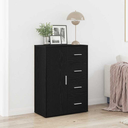 Sideboard med låda Svart Ek 60 x 31 x 84 cm Konstruerat trä
