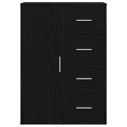 Sideboard med låda Svart Ek 60 x 31 x 84 cm Konstruerat trä