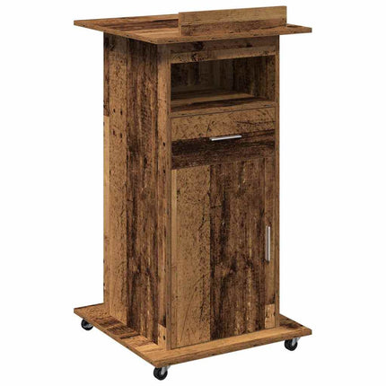 Podium med låda Gammalt trä 55 x 55 x 107 cm Konstruerat trä