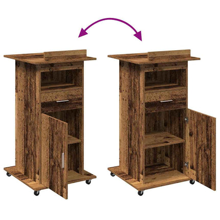 Podium med låda Gammalt trä 55 x 55 x 107 cm Konstruerat trä