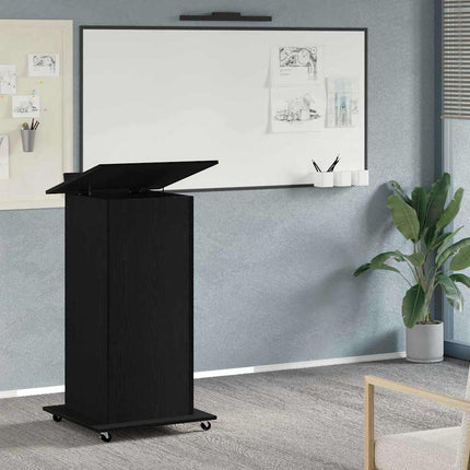 Podium med låda Svart Ek 55 x 55 x 107 cm Konstruerat trä