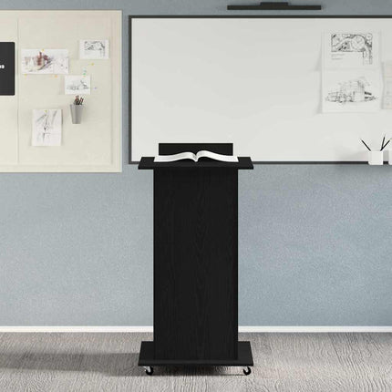 Podium med låda Svart Ek 55 x 55 x 107 cm Konstruerat trä