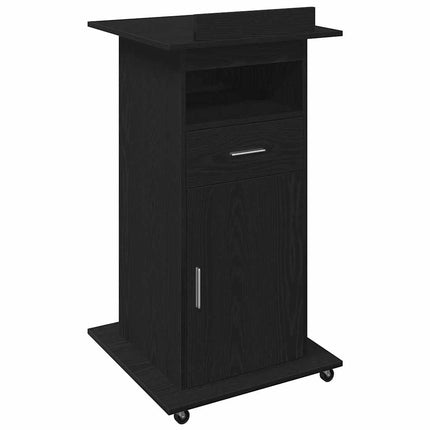 Podium med låda Svart Ek 55 x 55 x 107 cm Konstruerat trä