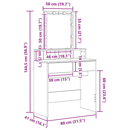Sminkbord Gammalt trä 80 x 41 x 144,5 cm Konstruerat trä