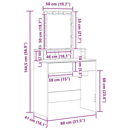 Sminkbord artisan ek 80 x 41 x 144,5 cm Konstruerat trä
