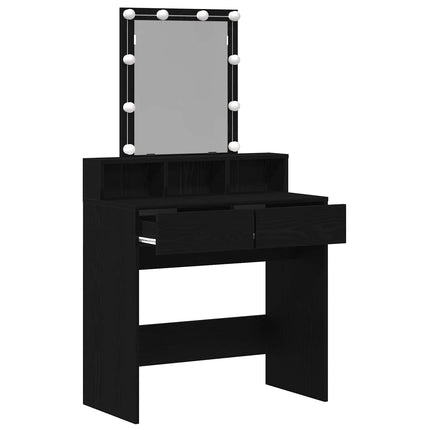 Sminkbord med låda Svart ek 80 x 41 x 144,5 cm Konstruerat trä