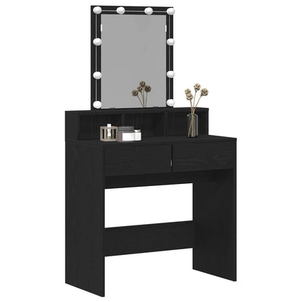 Sminkbord med låda Svart ek 80 x 41 x 144,5 cm Konstruerat trä