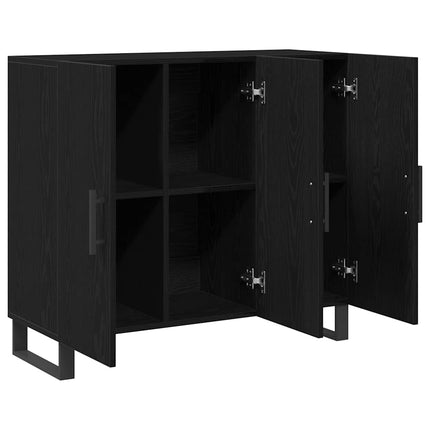 Sideboard Svart Ek 90 x 34 x 80 cm Konstruerat trä