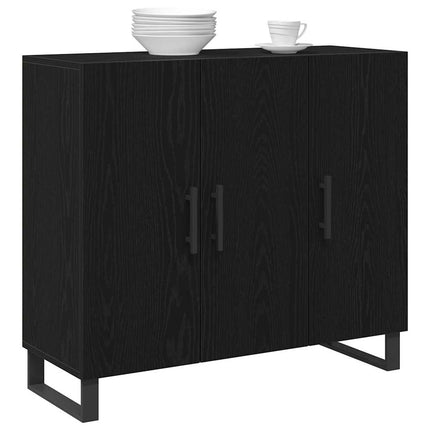 Sideboard Svart Ek 90 x 34 x 80 cm Konstruerat trä