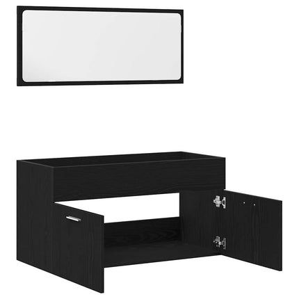Badrumsmöbelset 2 st Svart Ek 90 x 38,5 x 46 cm Konstruerat trä