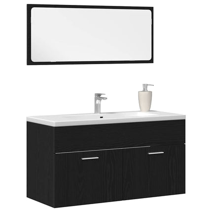 Badrumsmöbelset 2 st Svart Ek 90 x 38,5 x 46 cm Konstruerat trä