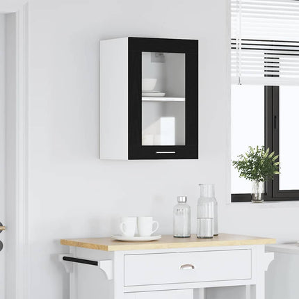 Hängande vitrinskåp svart ek 40x31x60 cm konstruerat trä