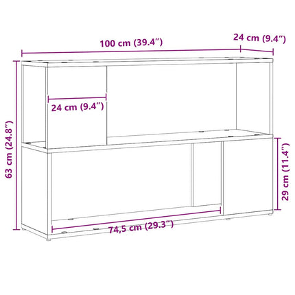 TV-bänkset Väggmonterad Svart 100 x 24 x 63 cm Konstruerat trä