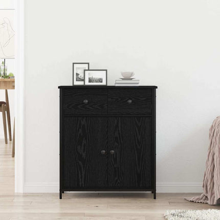 Sideboard Svart Ek 70 x 30 x 80 cm Konstruerat trä