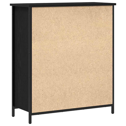 Sideboard med låda Svart Ek 70 x 30 x 80 cm Konstruerat trä