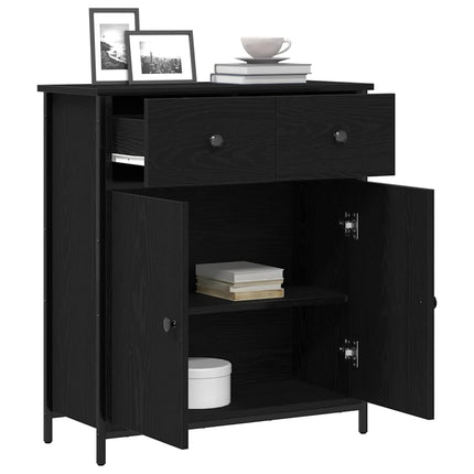 Sideboard Svart Ek 70 x 30 x 80 cm Konstruerat trä