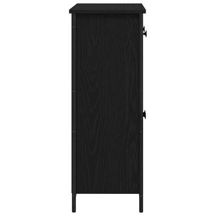 Sideboard med låda Svart Ek 70 x 30 x 80 cm Konstruerat trä