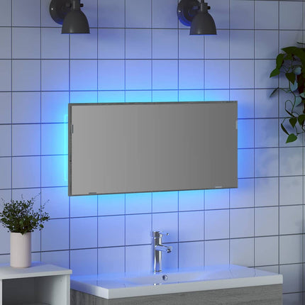 Spegel Hög grå sonoma 80 x 37 cm Glas och konstruerat trä