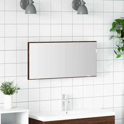 Spegel Väggmonterad brun ek 80 x 37 cm Glas och konstruerat trä