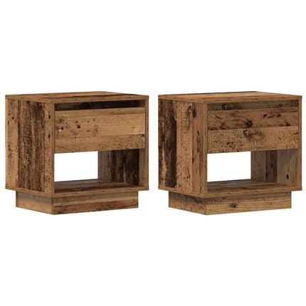 Nattduksbord 2 st Gammalt trä 45 x 34 x 44 cm Konstruerat trä