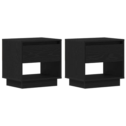 Nattduksbord 2 pcs Svart Ek 45 x 34 x 44 cm Konstruerat trä