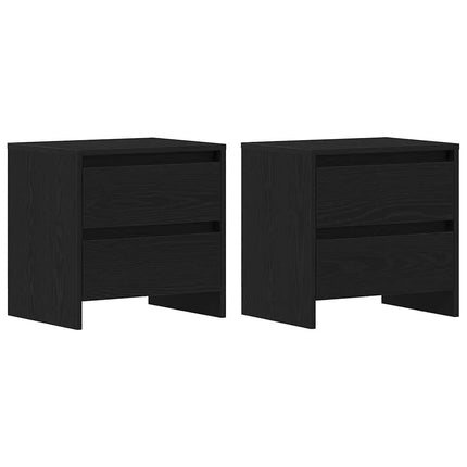 Nattduksbord 2 pcs Svart Ek 45 x 34 x 44,5 cm Konstruerat trä