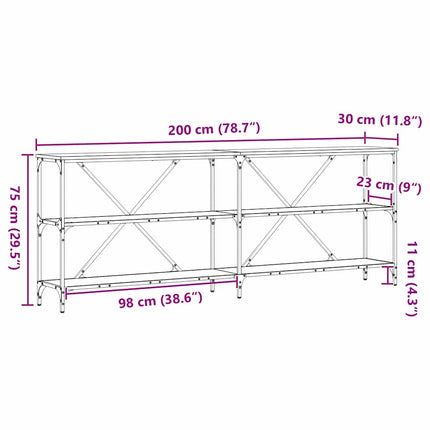 Konsolbord Gammalt trä 200 x 30 x 75 cm Konstruerat trä
