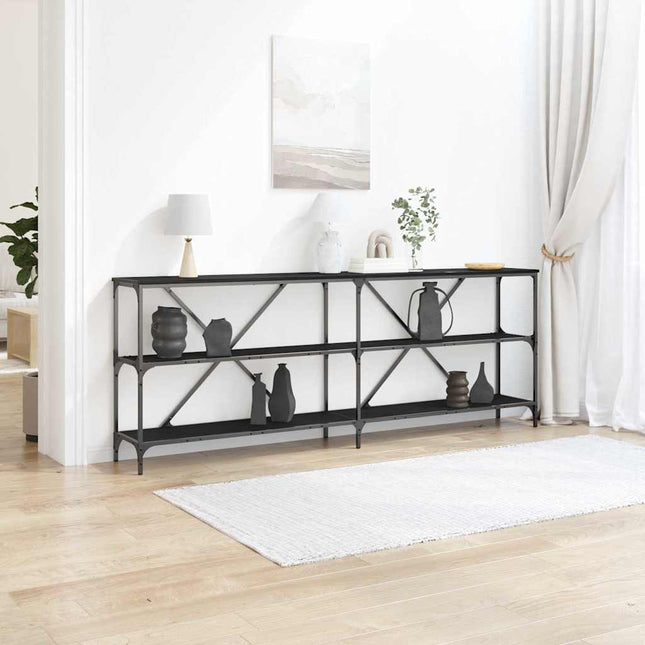 Konsolbord Svart Ek 200 x 30 x 75 cm Konstruerat trä