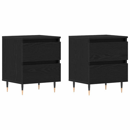 Nattduksbord 2 pcs Svart Ek 40 x 35 x 50 cm Konstruerat trä