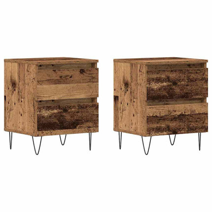 Nattduksbord 2 pcs Gammalt trä 40 x 35 x 50 cm Konstruerat trä