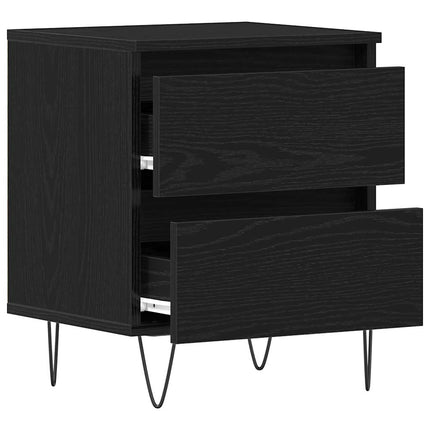Nattduksbord 2 pcs Svart ek 40 x 35 x 50 cm Konstruerat trä
