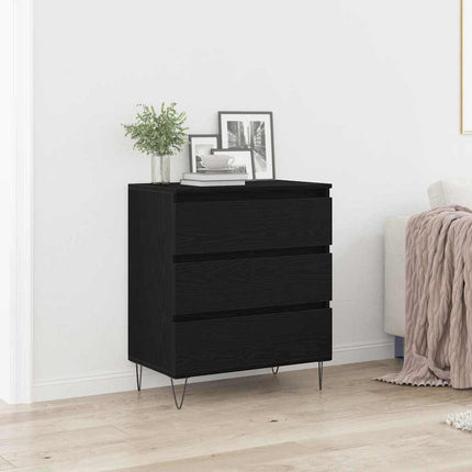 Sideboard med låda Svart Ek 60 x 35 x 70 cm Konstruerat trä