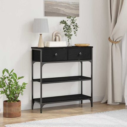 Konsolbord med låda Svart Ek 72,5 x 25 x 75 cm Konstruerat trä