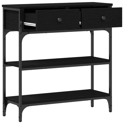 Konsolbord med låda Svart Ek 72,5 x 25 x 75 cm Konstruerat trä