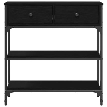 Konsolbord med låda Svart Ek 72,5 x 25 x 75 cm Konstruerat trä