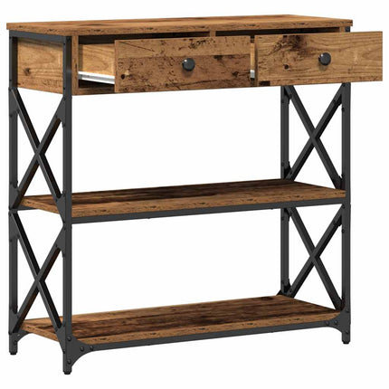 Konsol Bord med låda med hylla Gammalt trä 75 x 28 x 75 cm
