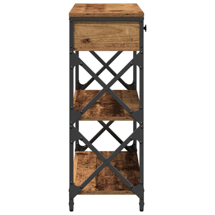 Konsol Bord med låda med hylla Gammalt trä 75 x 28 x 75 cm
