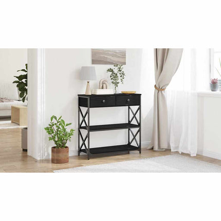 Konsol Bord med låda med hylla Svart ek 75 x 28 x 75 cm