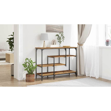 Konsolbord med hylla med lagring Gammalt trä 100 x 35 x 75 cm