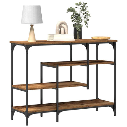 Konsolbord med hylla med lagring Gammalt trä 100 x 35 x 75 cm