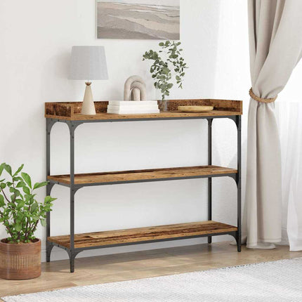 Konsolbord med hylla med lagring Gammalt trä 100 x 30 x 80 cm